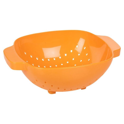 Urbn-Chef Height 9Cm Plastic Orange Colander Sieve Mesh Food Pasta Rice Veg Washing Strainer Kitchen Basket from B&Q