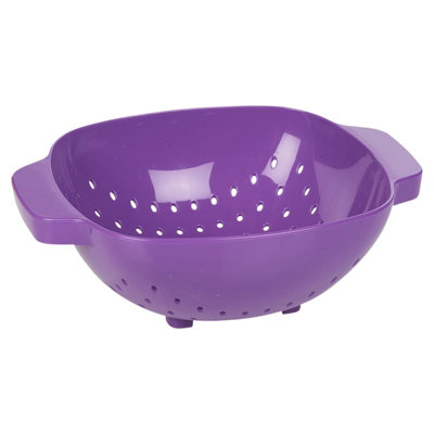 Urbn-Chef Height 9Cm Plastic Purple Colander Sieve Mesh Food Pasta Rice Veg Washing Strainer Kitchen Basket from B&Q