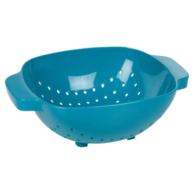 Urbn-Chef Height 9Cm Plastic Teal Colander Sieve Mesh Food Pasta Rice Veg Washing Strainer Kitchen Basket from B&Q