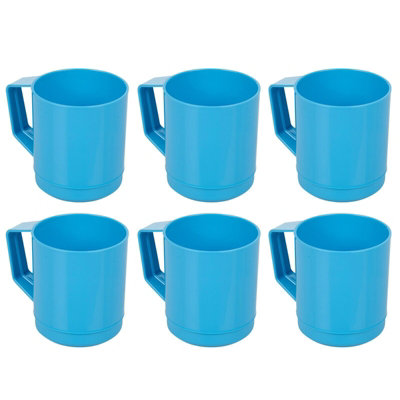 Urbn-Chef Height 10Cm 260Ml Set Of 6 Plastic Blue Mug Tumbler Cup & Handle Party Bbq Microwave Dishwasher Safe from B&Q