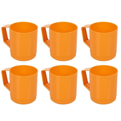 Urbn-Chef Height 10Cm 260Ml Set Of 6 Plastic Orange Mug Tumbler Cup & Handle Party Bbq Microwave Dishwasher Safe from B&Q