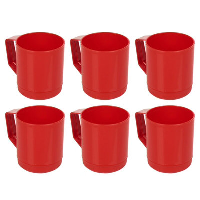 Urbn-Chef Height 10Cm 260Ml Set Of 6 Plastic Red Mug Tumbler Cup & Handle Party Bbq Microwave Dishwasher Safe from B&Q