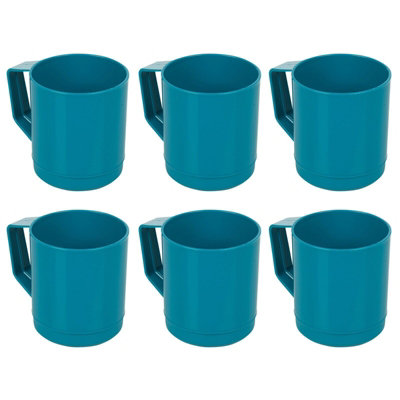 Urbn-Chef Height 10Cm 260Ml Set Of 6 Plastic Teal Mug Tumbler Cup & Handle Party Bbq Microwave Dishwasher Safe from B&Q