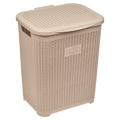 Urbn-Living Urbnliving Height 47Cm Plastic Colour Cappuccino Laundry Basket Dirty Clothes Washing Storage Hamper With Handles & Lid from B&Q
