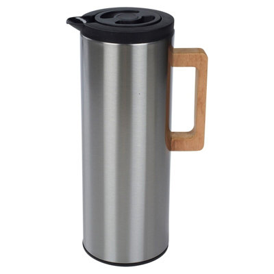 Urbn-Chef Height 31Cm 1L Thermal Vacuum Jug Carafe Double Wall Insulated Stainless Steel Wooden Handle from B&Q