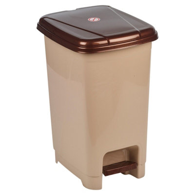 Urbn-Living Urbnliving Height 41Cm Cappuccino 15L Slim Foot Pedal Rubbish Bin Trash Garbage Can Waste Basket With Insert & Lid from B&Q