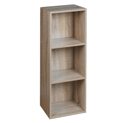 Urbn-Living Urbnliving Height 79.5Cm 3 Shelf Wooden Bookcase Shelving Colour Antique Oak Display Storage Shelf Unit Shelves from B&Q