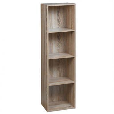 Urbn-Living Urbnliving Height 106Cm 4 Shelf Wooden Bookcase Shelving Colour Antique Oak Display Storage Shelf Unit Shelves from B&Q