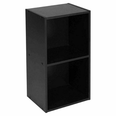 Urbn-Living Urbnliving Height 53.6Cm 2 Shelf Wooden Bookcase Shelving Colour Black Display Storage Shelf Unit Shelves from B&Q