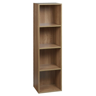Urbn-Living Urbnliving Height 106Cm 4 Shelf Wooden Bookcase Shelving Colour Oak Display Storage Shelf Unit Shelves from B&Q