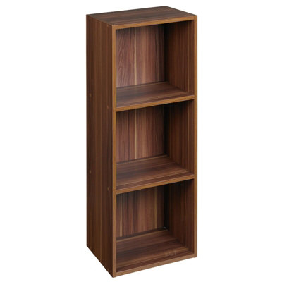 Urbn-Living Urbnliving Height 79.5Cm 3 Shelf Wooden Bookcase Shelving Colour Teak Display Storage Shelf Unit Shelves from B&Q