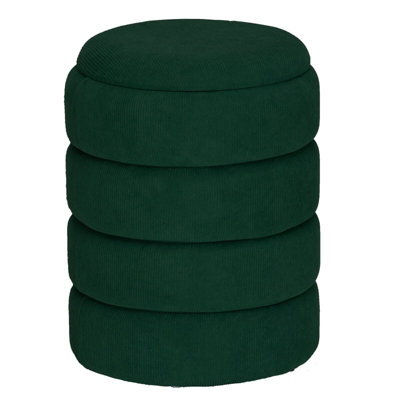 Urbn-Living Urbnliving Height 45.5Cm Soft Velvet Round Green Ottoman Storage Pouffe Footstool Dressing Vanity Chair from B&Q