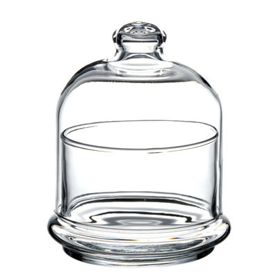 Queensway Home and Dining Queensway Home & Dining Height 12Cm Mini Clear Glass Service Bowl Pastry Cookie Candy Dish Jar With Bell Dome Lid from B&Q