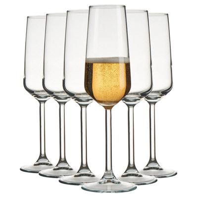Queensway Home and Dining Queensway Home & Dining Height 23Cm Set Of 6 195Ml Set Champagne Prosecco Flutes Stemmed Glasses Party Glassware