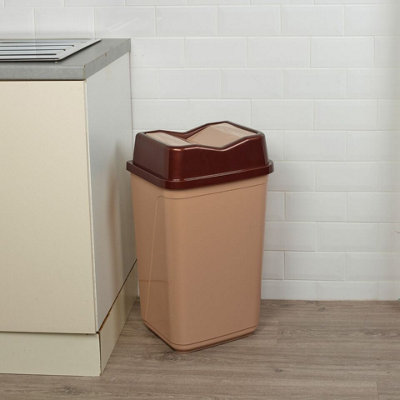 Urbn-Living Urbnliving 50L Cappuccino Colour Plastic Waste Recycling Bin With Butterfly Lid For Kitchen Or Office from B&Q