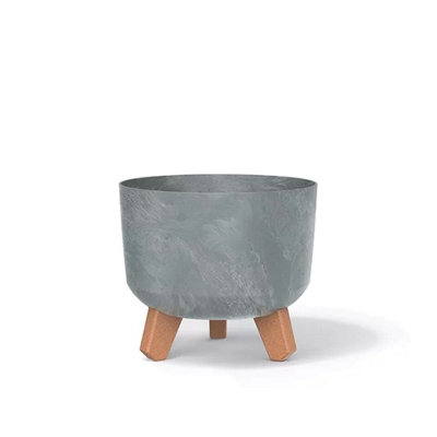 Urbn-Living Urbnliving 20Cm Diameter Round Look Planter Flower Pot Indoor Outdoor Garden Decor With Legs Concrete Colour from B&Q