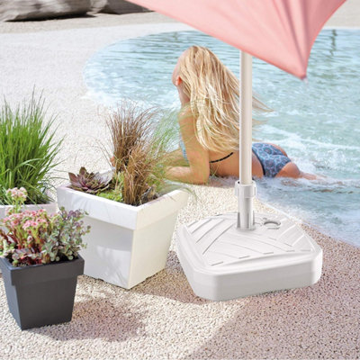 Urbn-Living Urbnliving Height 13Cm 12L Square White Colour Plastic Umbrella Parasol Base Stand Garden Sunshade Holder from B&Q
