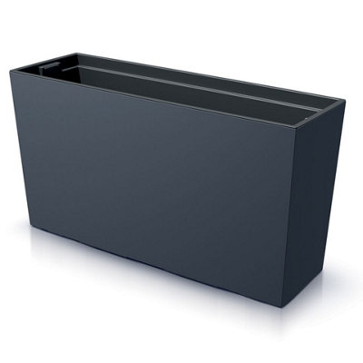 Urbn-Living Urbnliving Width 77Cm Anthracite Colour Elegance Rectangular Medium Flower Planter Pot Garden Trough Case With Insert from B&Q