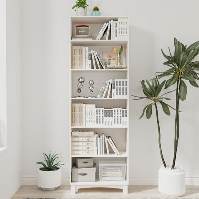 Urbn-Living Urbnliving 180Cm Height White 6 Tier Wooden Bookcase Shelf Storage Display Shelving Unit from B&Q