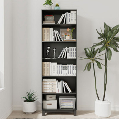 Urbn-Living Urbnliving 180Cm Height Black 6 Tier Wooden Bookcase Shelf Storage Display Shelving Unit from B&Q