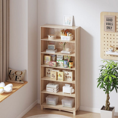 Urbn-Living Urbnliving 180Cm Height Oak 6 Tier Wooden Bookcase Shelf Storage Display Shelving Unit from B&Q