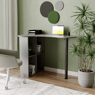 Urbn-Living Urbnliving 100Cm Length Grey Wooden Computer Corner Desk Bookcase Storage Shelves Organizer Study Workstation from B&Q
