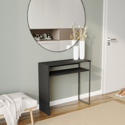 Urbn-Living Urbnliving 75Cm Height Wooden & Steel Console Display Table Living Room Hallway With Storage Shelf Black Colour from B&Q