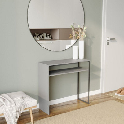 Urbn-Living Urbnliving 75Cm Height Wooden & Steel Console Display Table Living Room Hallway With Storage Shelf Grey Colour from B&Q