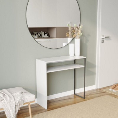 Urbn-Living Urbnliving 75Cm Height Wooden & Steel Console Display Table Living Room Hallway With Storage Shelf White Colour from B&Q