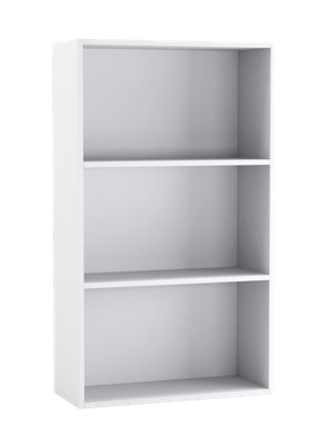 B&Q -  Urbnliving 60Cm Width White Colour Wide 3 Shelf Tier Wooden Bookcase Cabinet Storage Shelving Display Shelves Unit