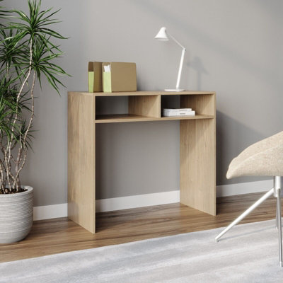 Urbn-Living Urbnliving 80Cm Width Wood Console Table Pc Laptop Computer Desk Office Hallway 2 Storage Shelves Oak Colour from B&Q