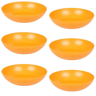 Urbn-Living Urbnliving 20Cm Diameter 6 Pcs Orange Colour High Quality Deep Round Reusable Solid Colour Plastic Dinner & Picnic Plates from B&Q