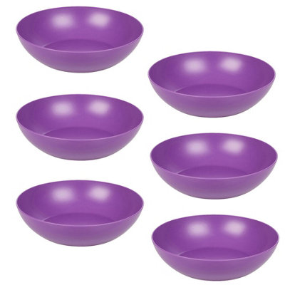 Urbn-Living Urbnliving 20Cm Diameter 6 Pcs Purple Colour High Quality Deep Round Reusable Solid Colour Plastic Dinner & Picnic Plates from B&Q