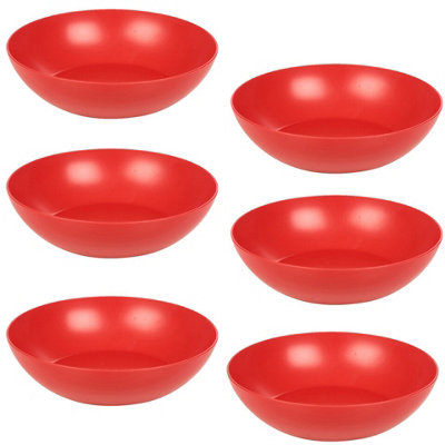 Urbn-Living Urbnliving 20Cm Diameter 6 Pcs Red Colour High Quality Deep Round Reusable Solid Colour Plastic Dinner & Picnic Plates from B&Q