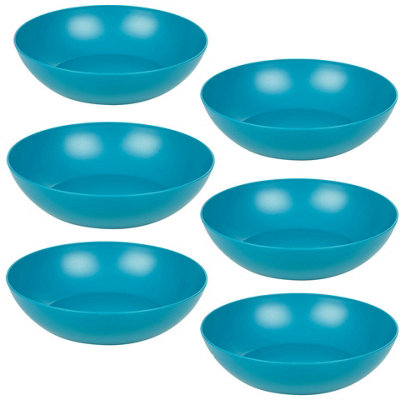 Urbn-Living Urbnliving 20Cm Diameter 6 Pcs Teal Colour High Quality Deep Round Reusable Solid Colour Plastic Dinner & Picnic Plates from B&Q