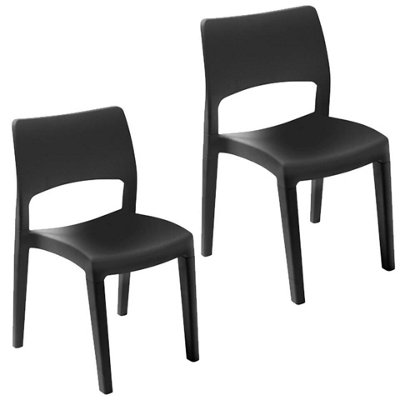 Urbn-Garden 82Cm Height Modern Garden Plastic Chair Set Patio Outdoor Furniture Black 2 Pcs from B&Q