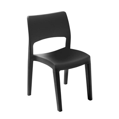 Urbn-Garden 82Cm Height Modern Garden Plastic Chair Set Patio Outdoor Furniture Black from B&Q