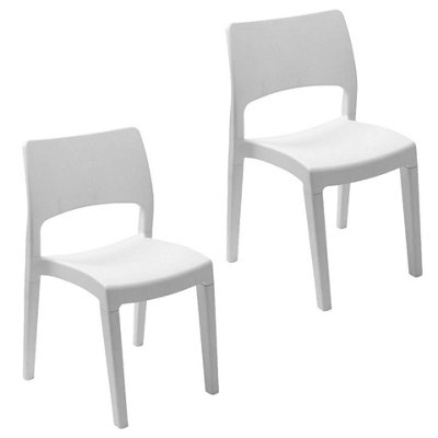 Urbn-Garden 82Cm Height Modern Garden Plastic Chair Set Patio Outdoor Furniture White 2 Pcs from B&Q