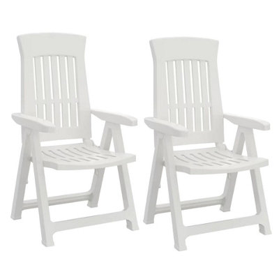 Urbn-Garden Urbn Garden 110Cm Height Outdoor Foldable Plastic Garden Chair Patio Furniture With Adjustable Back White 2Pcs from B&Q