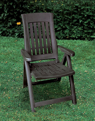 Urbn-Garden Urbn Garden 110Cm Height Outdoor Foldable Plastic Garden Chair Patio Furniture With Adjustable Back Anthracite Colour from B&Q