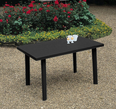 Urbn-Garden Urbnliving 126Cm Length Anthracite Large Summer Weather Proof Plastic Rectangle Table Garden Patio Dining Furniture from B&Q