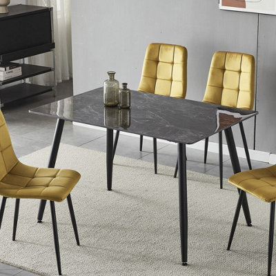 Urbn-Living Urbnliving 120Cm Width Crimea Shinny Modern 4 Seater Ceramic Square Shape Top Kitchen & Dining Room Table from B&Q