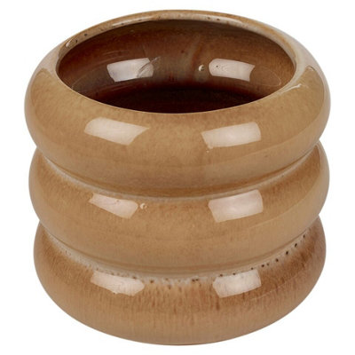 Urbn-Living Urbnliving 12Cm Height Beige Glossy Ceramic Tube Design Cactus Herb Flower Pot Planter Holder from B&Q