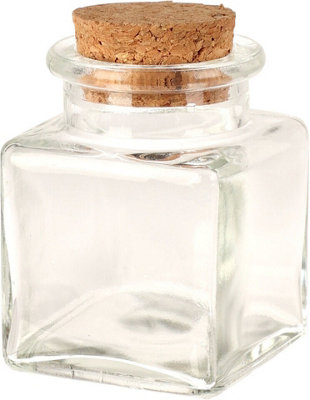 Urbn-Living Urbnliving 6Cm Height 12Pcs 50Ml Square Glass Storage Preserve Pots Jars Containers Cork Lids from B&Q