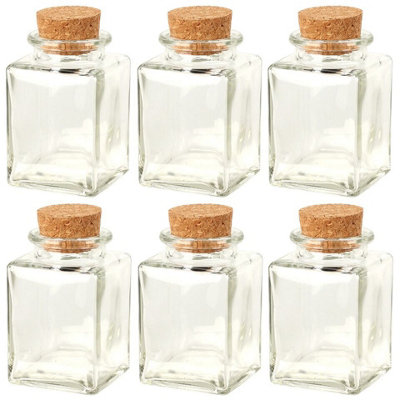 Urbn-Living Urbnliving 7Cm Height 6Pcs 80Ml Square Glass Storage Preserve Pots Jars Containers Cork Lids from B&Q