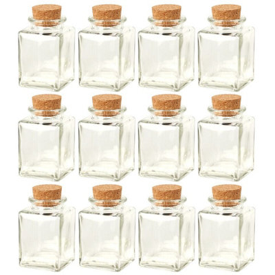 Urbn-Living Urbnliving 8Cm Height 12Pcs 160Ml Square Glass Storage Preserve Pots Jars Containers Cork Lids from B&Q