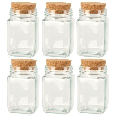 Urbn-Living Urbnliving 10Cm Height 6Pcs 250Ml Square Glass Storage Preserve Pots Jars Containers Cork Lids from B&Q