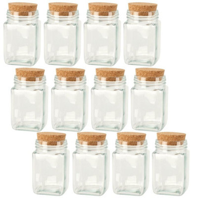 Urbn-Living Urbnliving 10Cm Height 12Pcs 250Ml Square Glass Storage Preserve Pots Jars Containers Cork Lids from B&Q