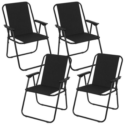 Urbn-Living Urbnliving 76Cm Height 4Pcs Black Garden Patio Metal Folding Chairs Camping Beach Picnic Outdoor Seats from B&Q