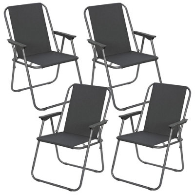 Urbn-Living Urbnliving 76Cm Height 4Pcs Grey Garden Patio Metal Folding Chairs Camping Beach Picnic Outdoor Seats from B&Q